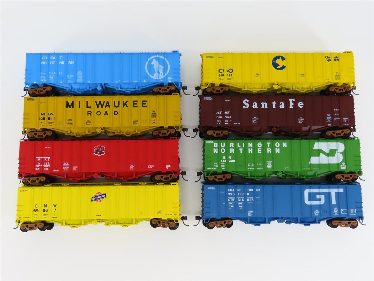 LOT of 8 HO Scale Walthers ATSF/BN/MILW/GN/MKT/C&amp;O/GTW Air Slide 2-Bay Hoppers