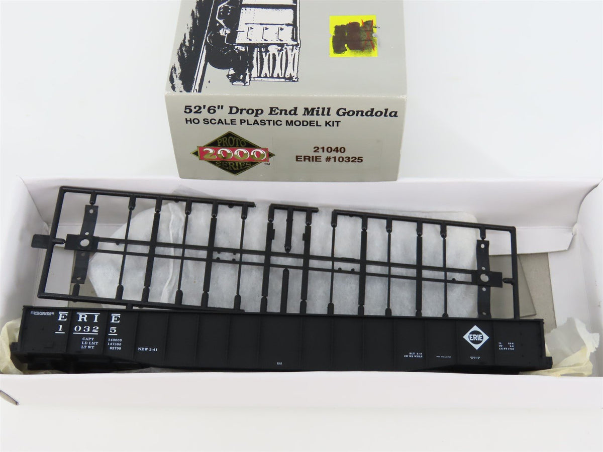 HO Scale PROTO 2000 #21040 ERIE Railroad 52&#39; 6&quot; Drop End Mill Gondola #10325 Kit