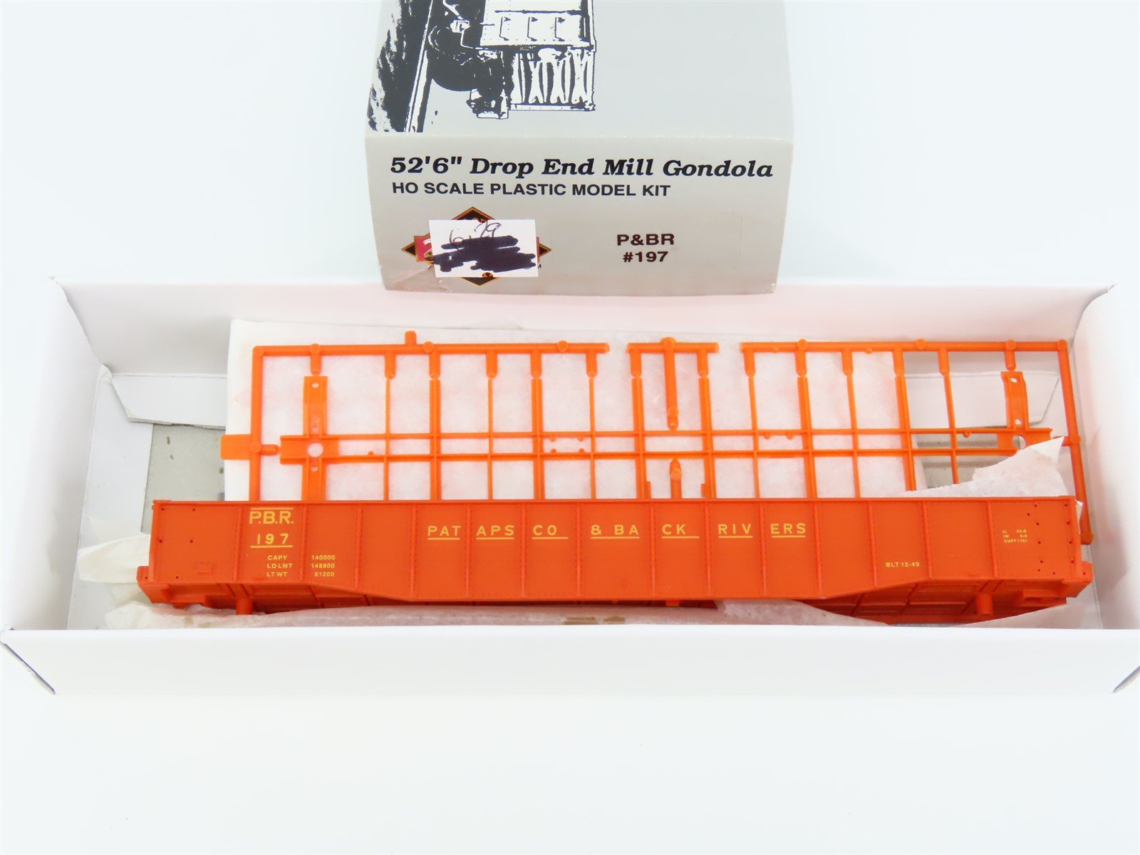 HO Scale PROTO 2000 P&BR Patapsco & Back Rivers 52' 6" Mill Gondola #197 Kit