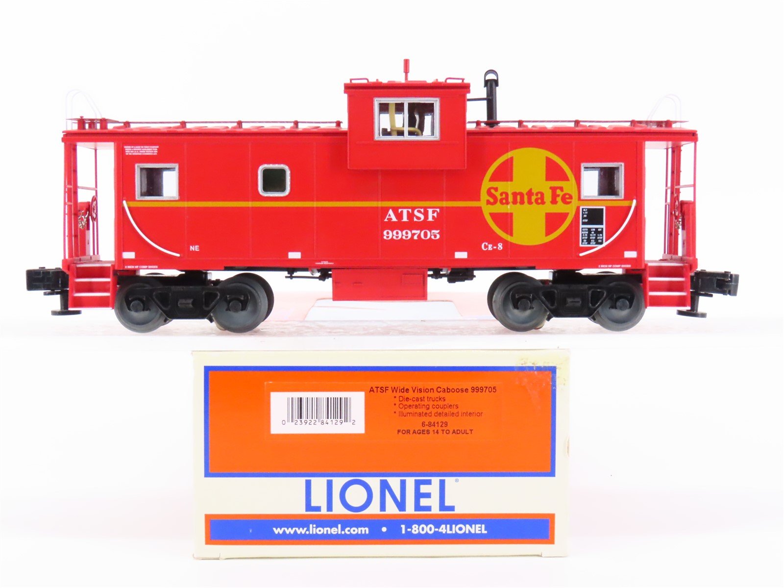 O Gauge 3-Rail Lionel 6-84129 ATSF Santa Fe Extended Vision Caboose #999705