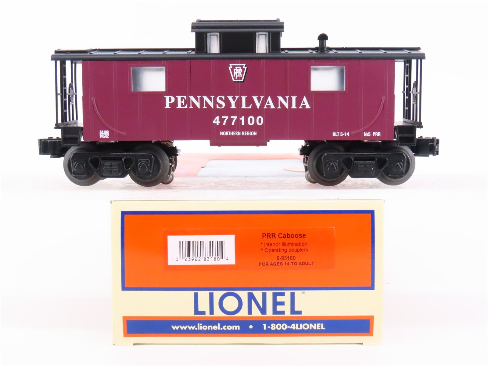 O Gauge 3-Rail Lionel 6-83180 PRR Pennsylvania Center Cupola Caboose #477100