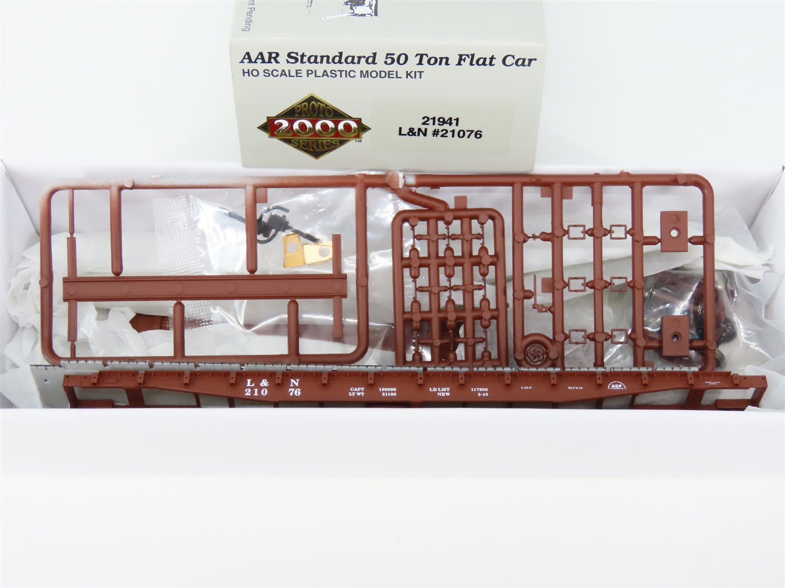 HO Scale PROTO 2000 Kit #21941 L&N Louisville & Nashville 50 Ton Flat Car #21076