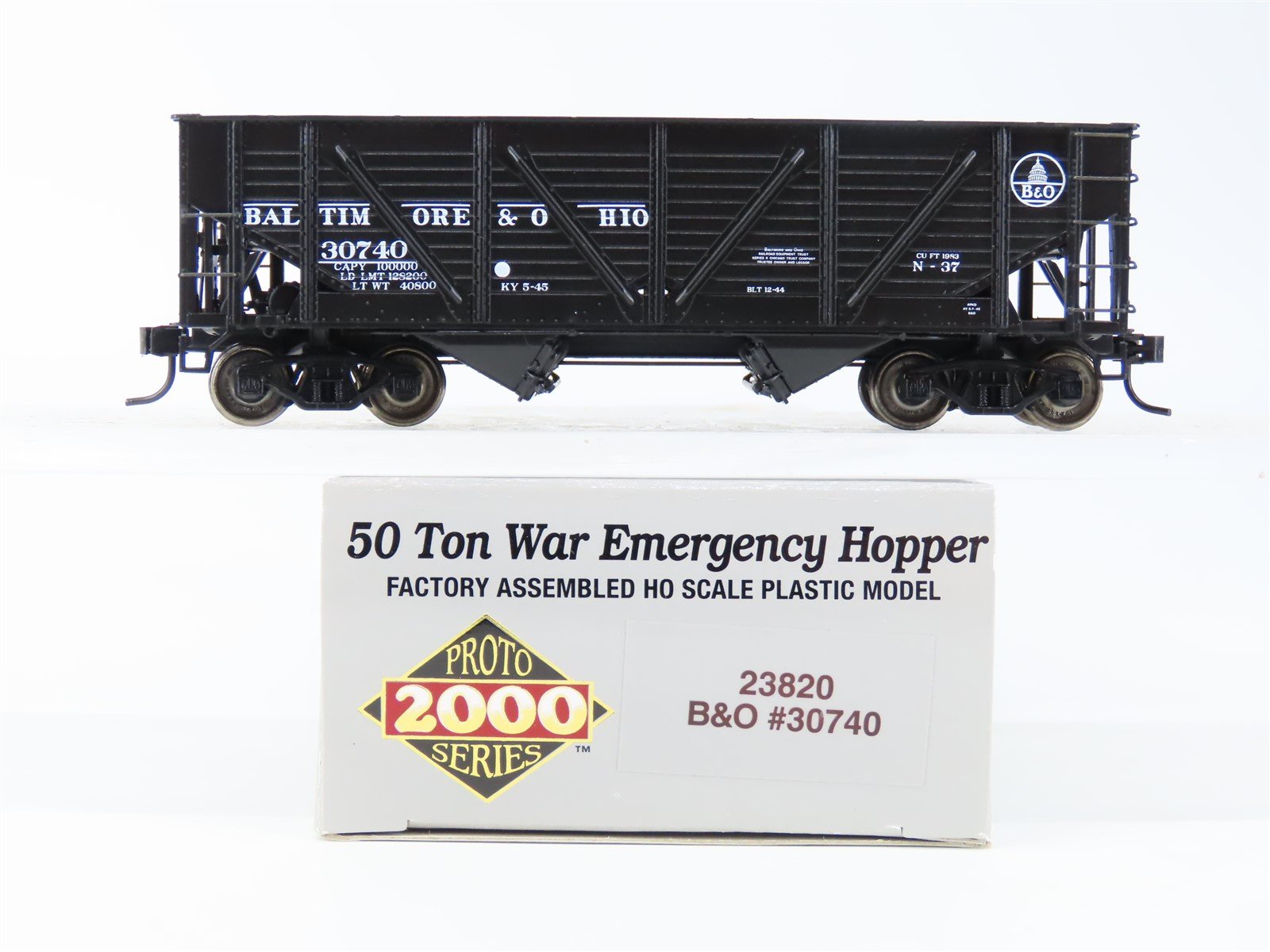 HO Scale PROTO 2000 #23820 B&O Baltimore & Ohio Railroad 2-Bay Hopper #30740