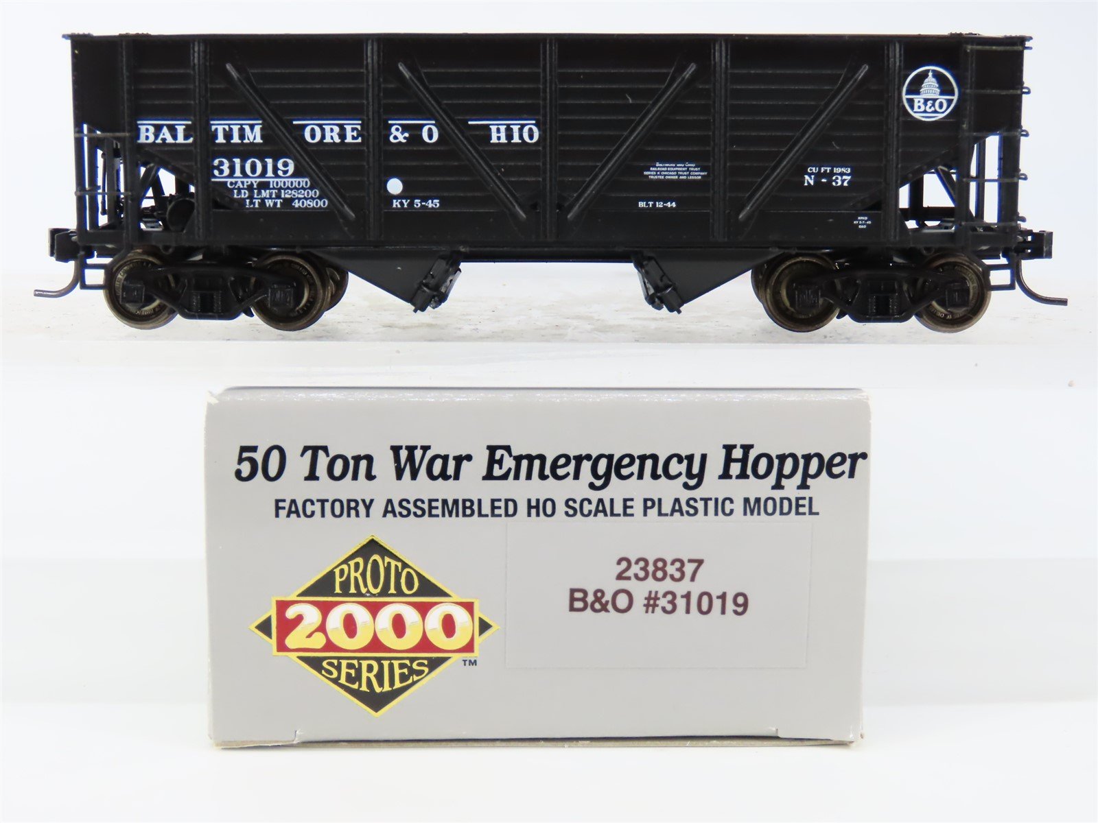 HO Scale PROTO 2000 #23837 B&O Baltimore & Ohio Railroad 2-Bay Hopper #31019