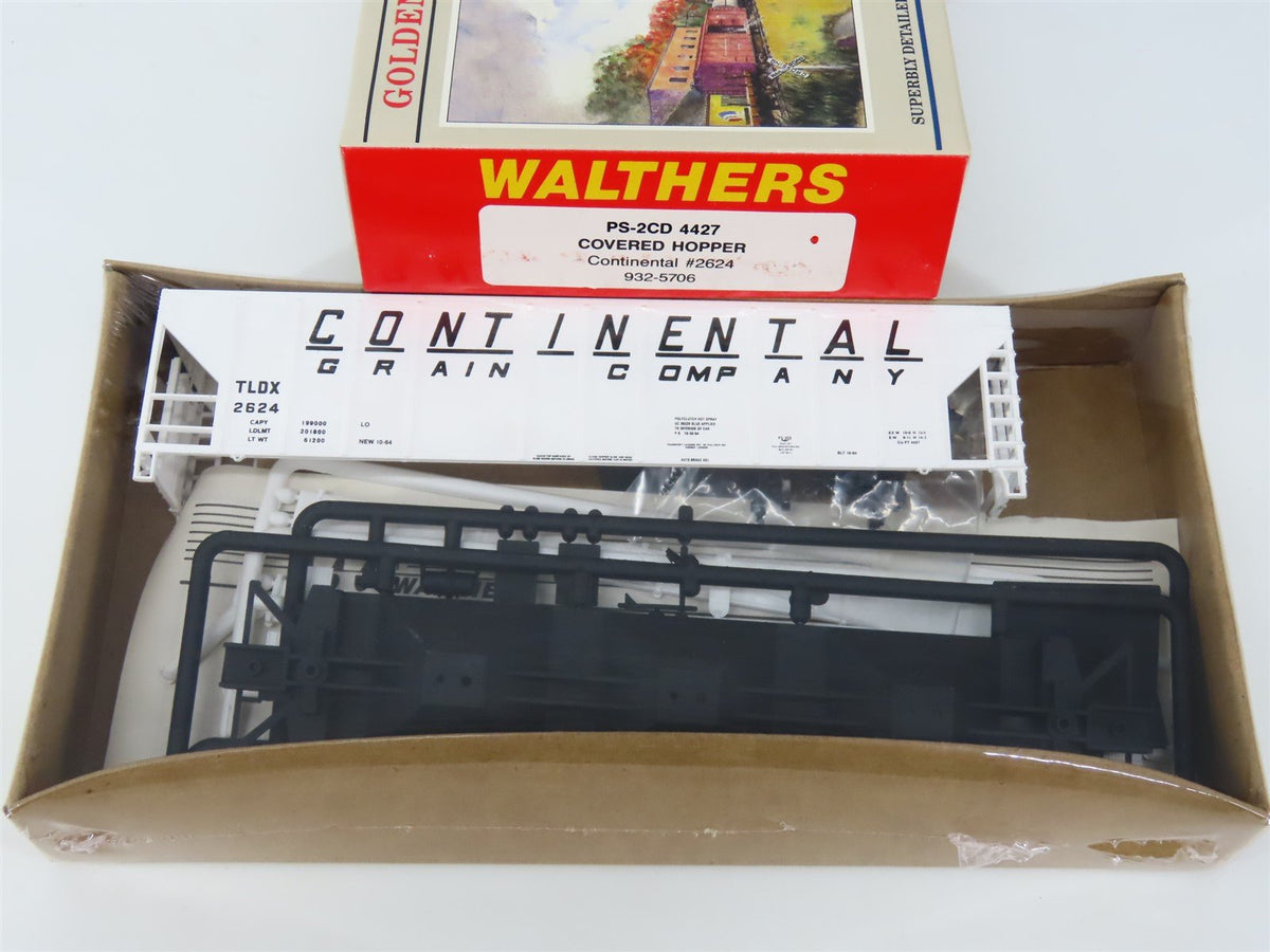 HO Scale Walthers 932-5706 TLDX Continental Grain 3-Bay Covered Hopper #2624 Kit