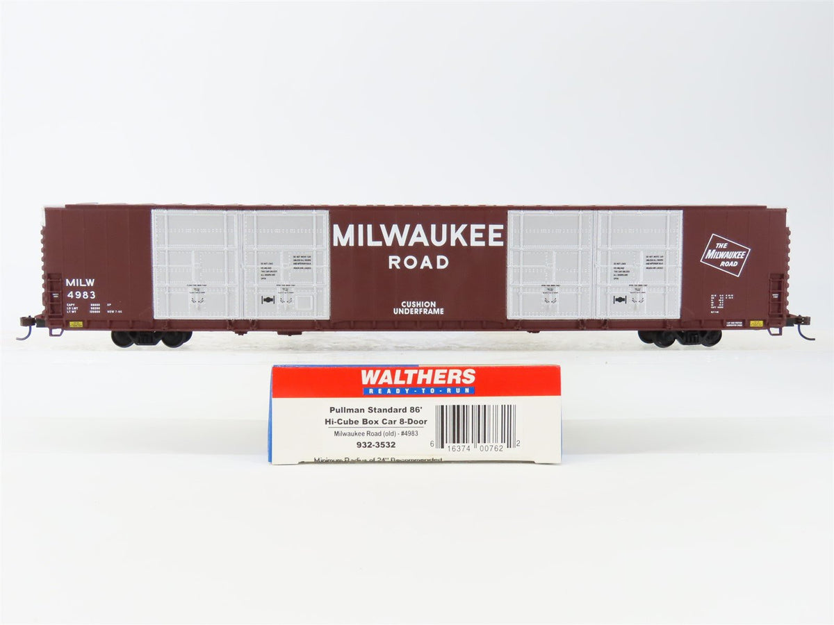 HO Scale Walthers 932-3532 MILW Milwaukee Road Hi-Cube 86&#39; Box Car #4983