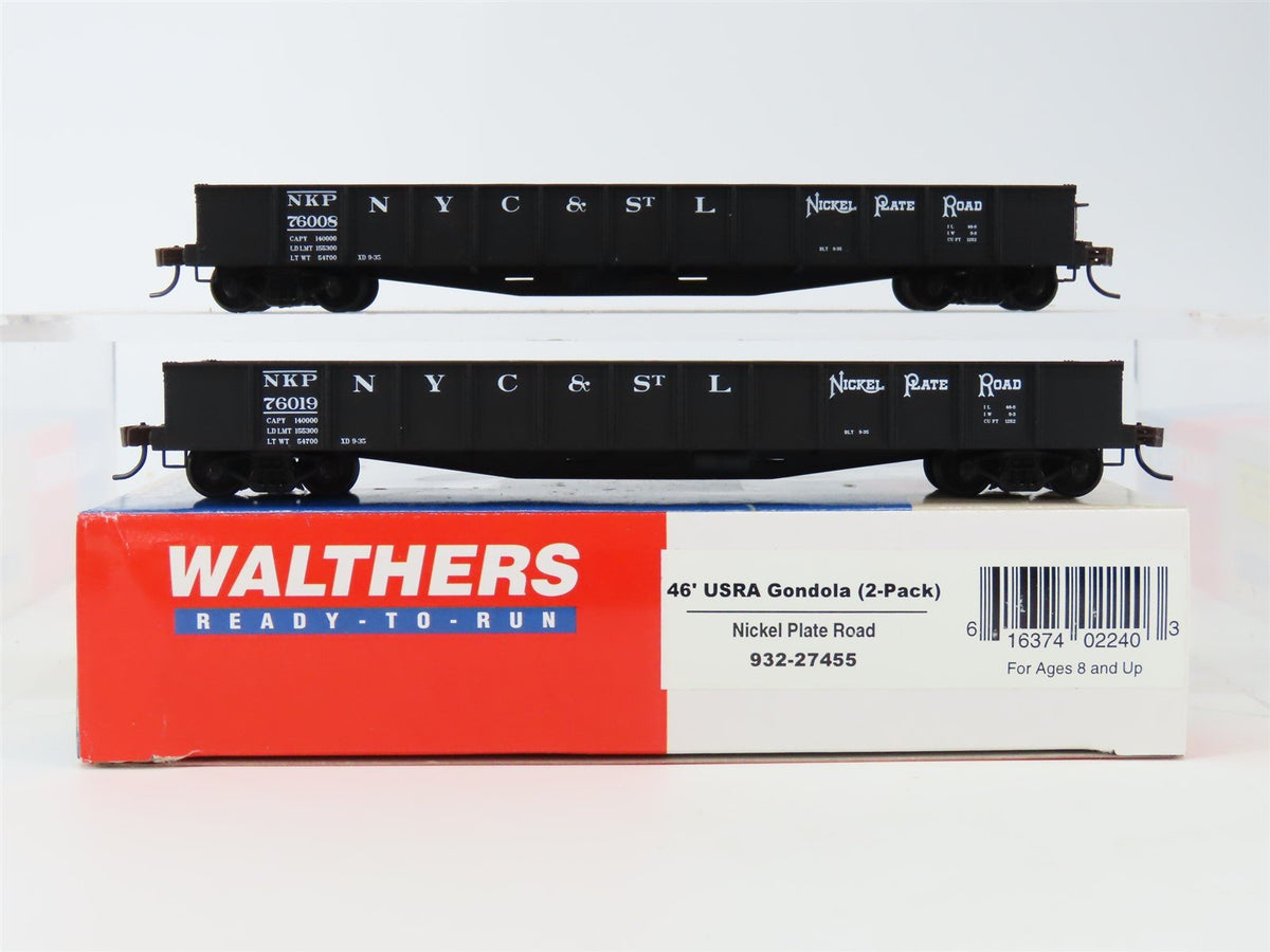 HO Scale Walthers 932-27455 NYC&amp;STL NKP Nickel Plate Road 46&#39; Gondola 2-Pack