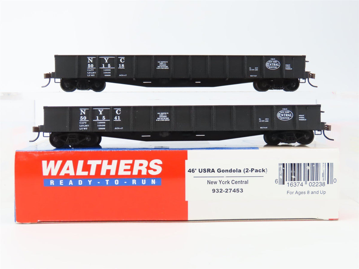 HO Scale Walthers 932-27453 NYC New York Central System 46&#39; USRA Gondola 2-Pack