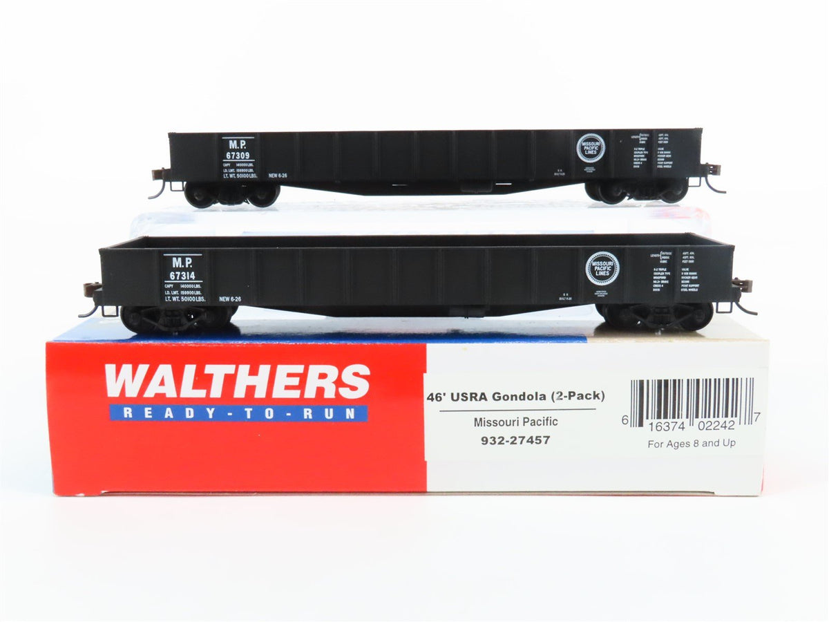 HO Scale Walthers #932-27457 MP Missouri Pacific 46&#39; USRA Gondola 2-Pack