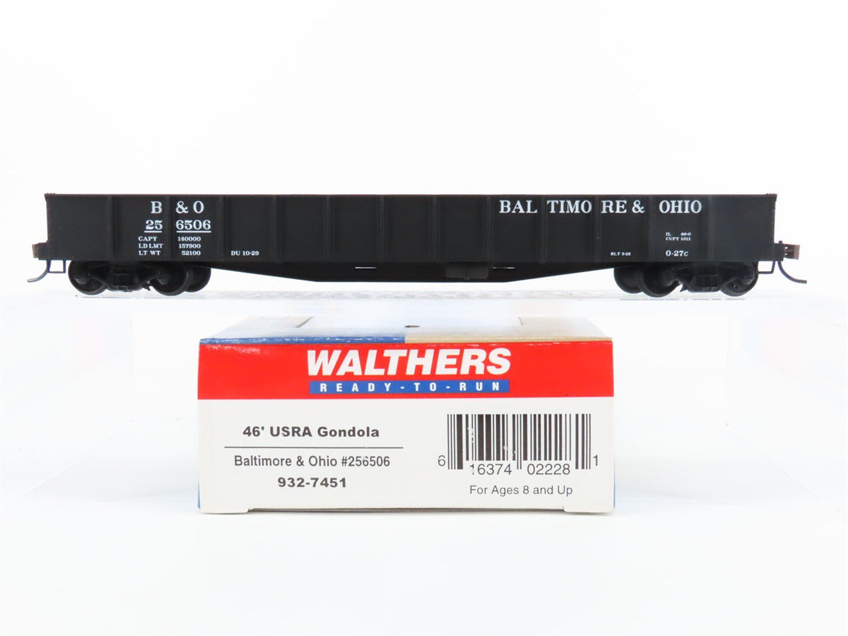 HO Scale Walthers #932-7451 B&amp;O Baltimore &amp; Ohio 46&#39; USRA Gondola #256506