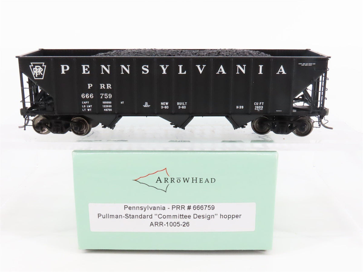 HO Scale Arrowhead ARR-1005-26 PRR Pennsylvania 3-Bay Open Hopper #666759