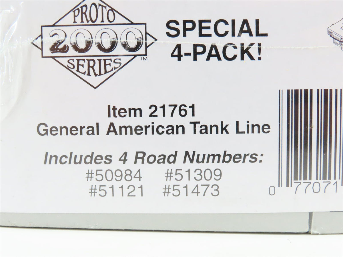 HO Scale PROTO 2000 21761 GATX Tank Car #50984, 51309, 51121, 51473 Kit 4-Pack