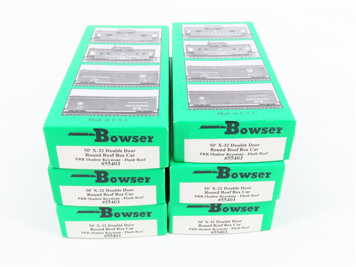 LOT of 6 HO Bowser Kits #55403 PRR Pennsylvania 50&#39; X-32 Double Door Box Cars