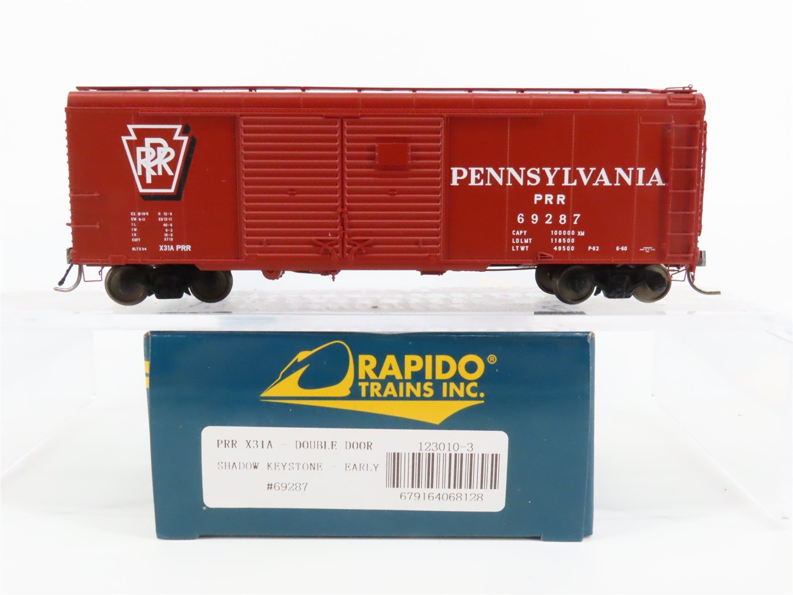 HO Scale Rapido #123010-3 PRR Pennsylvania X31A Double Door Box Car #69287