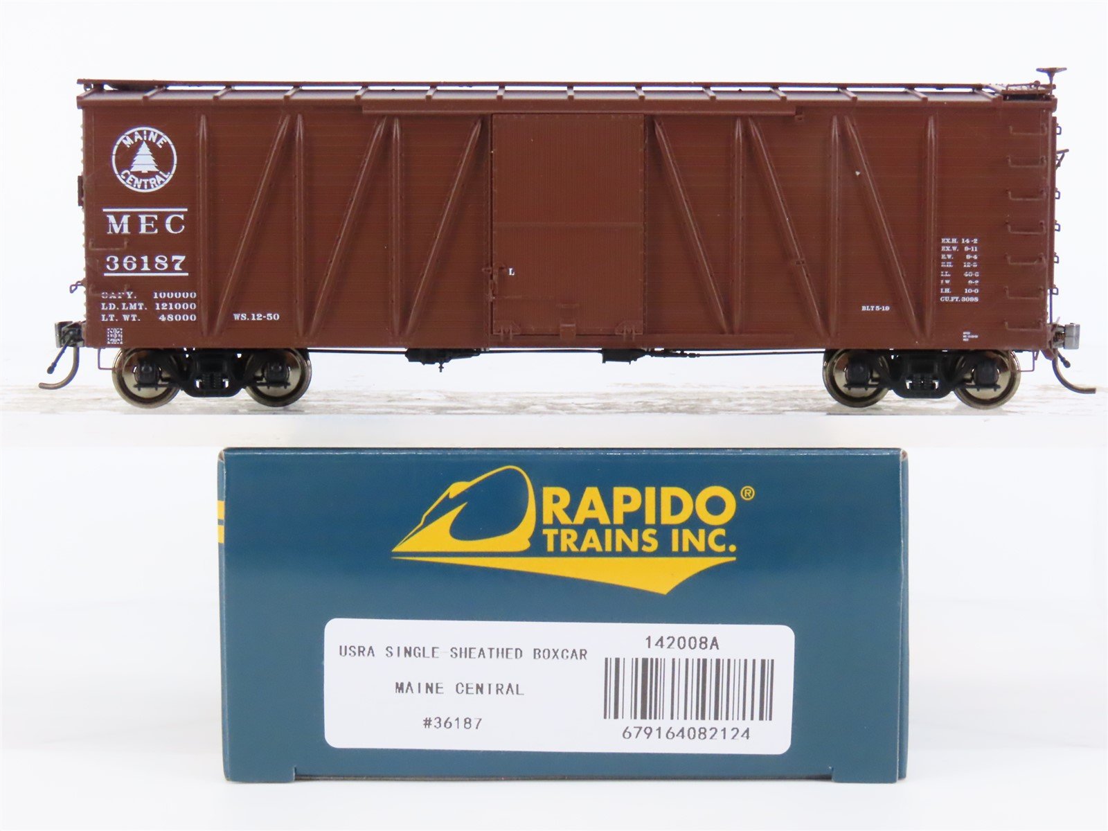 HO Scale Rapido #142008A MEC Maine Central USRA Single Sheathed Box Car #36187