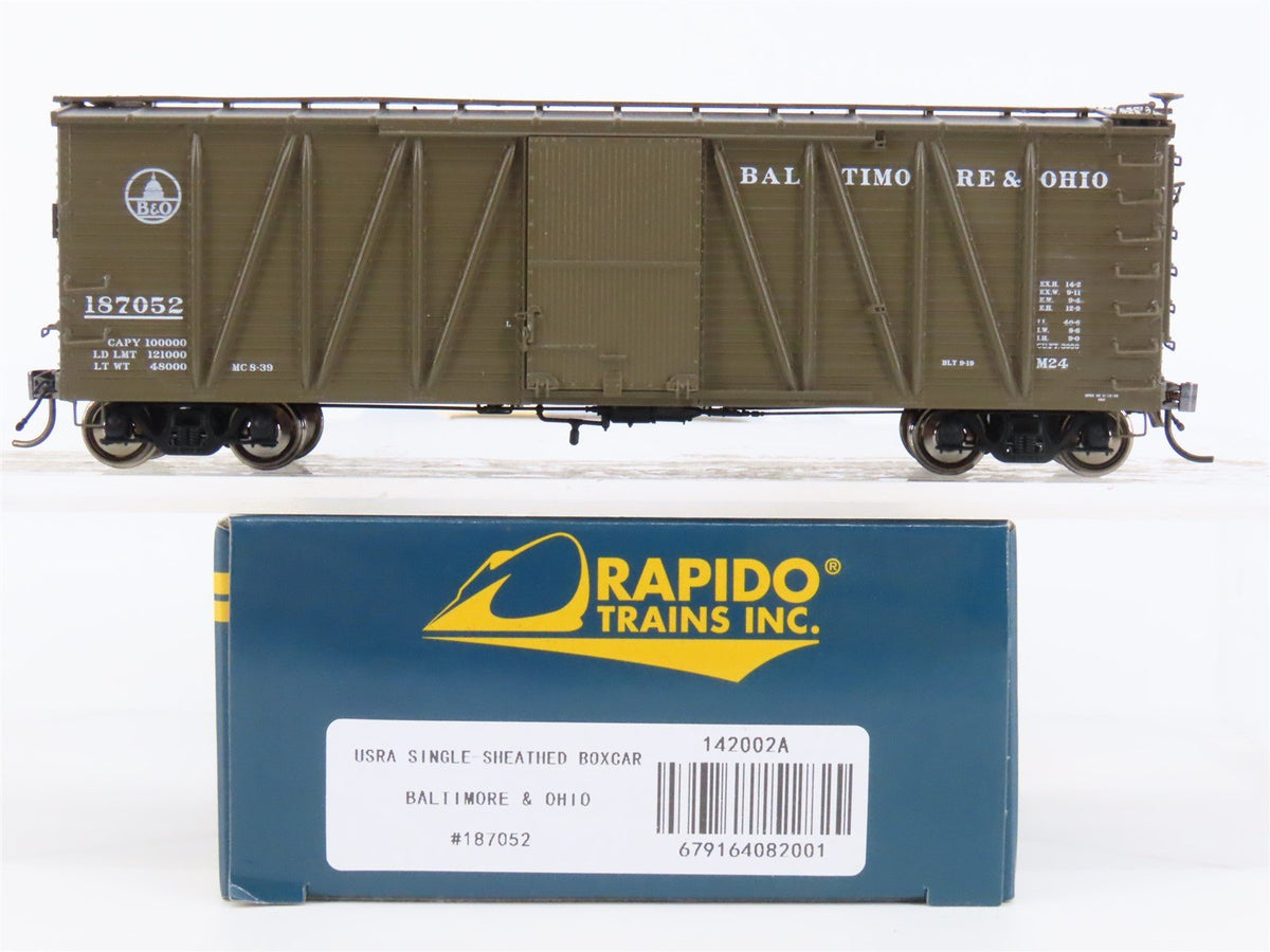 HO Rapido #142002A B&amp;O Baltimore &amp; Ohio USRA Single Sheathed Box Car #187052