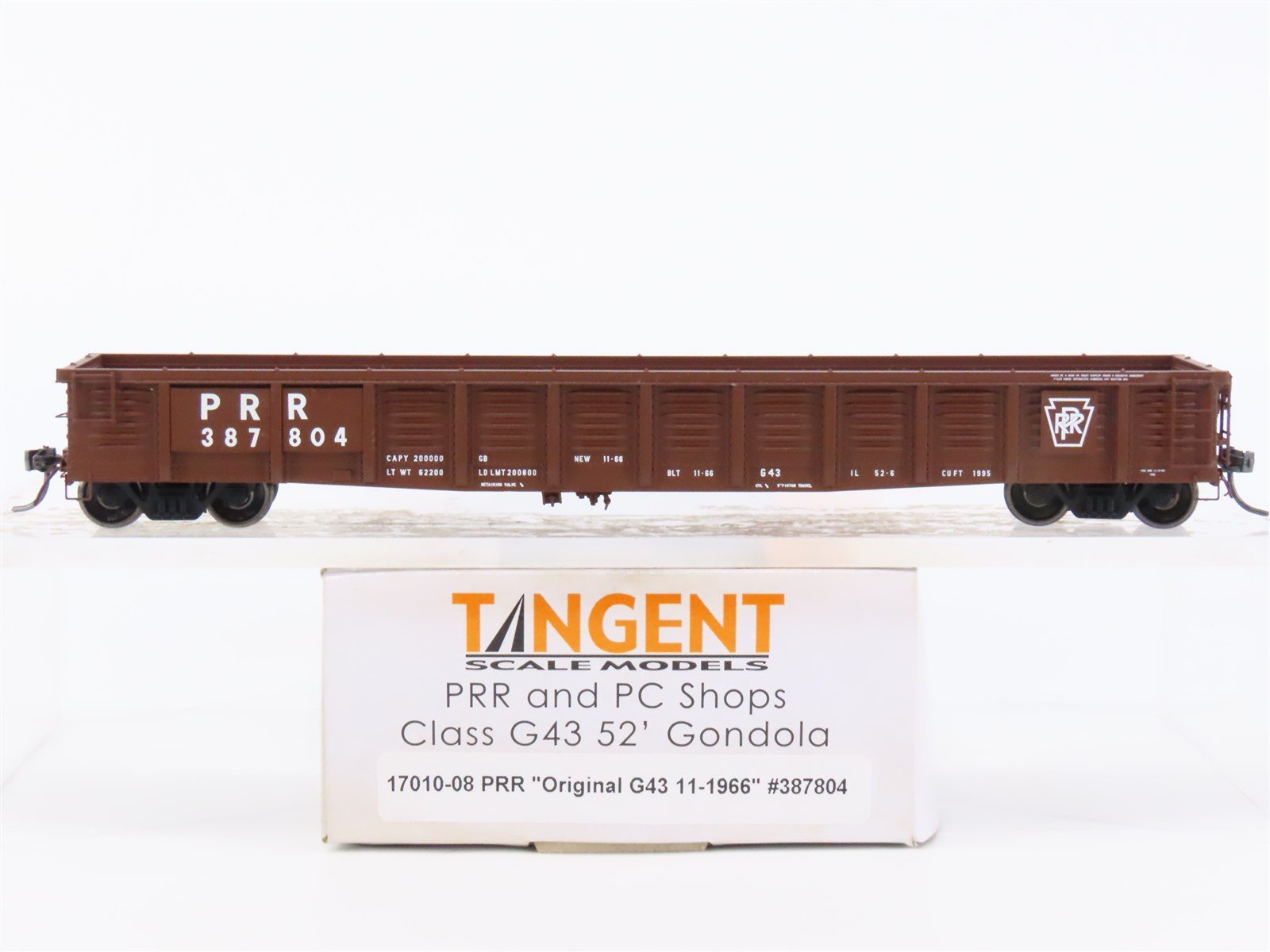 HO Tangent #17010-08 PRR & PC Shops Pennsylvania Class G43 52' Gondola #387804