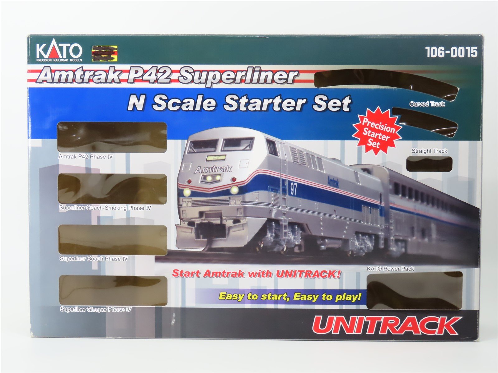 N KATO 106-0015 AMTK Amtrak Phase IV Superliner P42 Diesel Passenger Train Set