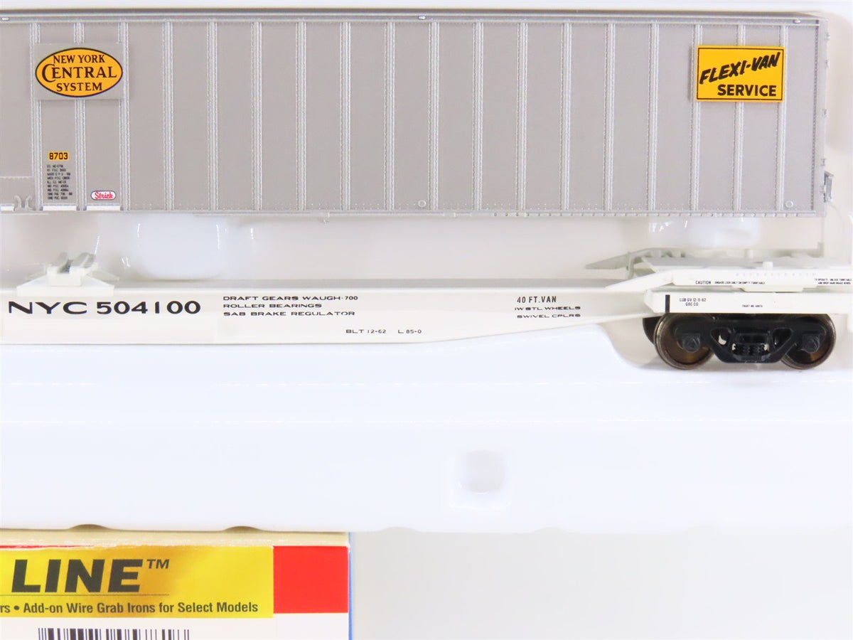 HO Walthers Gold Line 932-3925 NYC New York Central Flat Car #504100 w/ Trailers