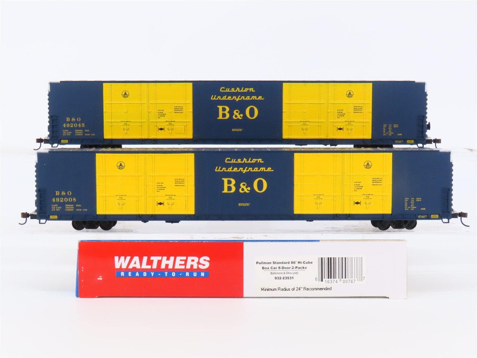 HO Scale Walthers #932-23531 B&O Baltimore & Ohio 86' Hi-Cube Box Car 2-Pack