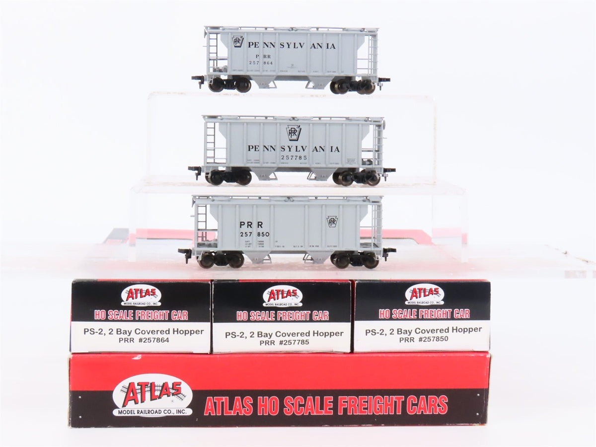 HO Atlas Limited Edition #1100 PRR Pennsylvania 2-Bay Covered Hoppers 3-Pack