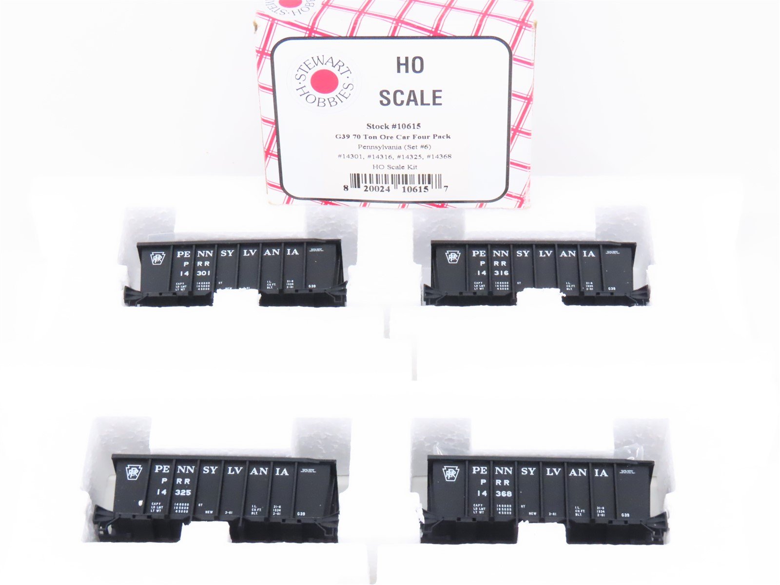 HO Scale Stewart Kit #10615 PRR Pennsylvania Railroad Ore Car 4-Pack