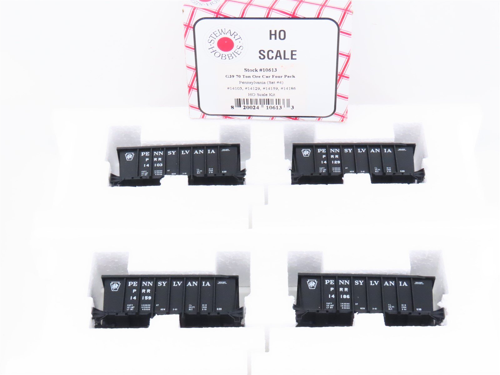 HO Scale Stewart Kit #10613 PRR Pennsylvania Railroad Ore Car 4-Pack