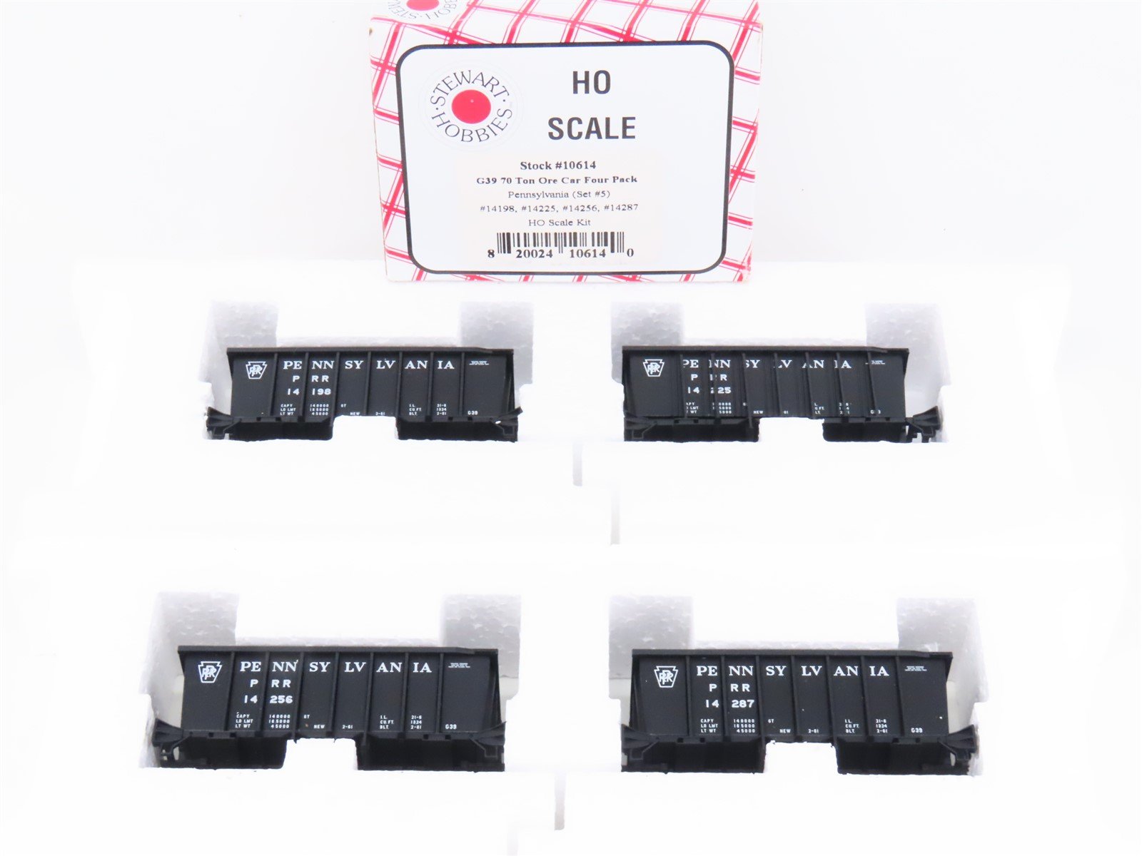 HO Scale Stewart Kit #10614 PRR Pennsylvania Railroad Ore Car 4-Pack