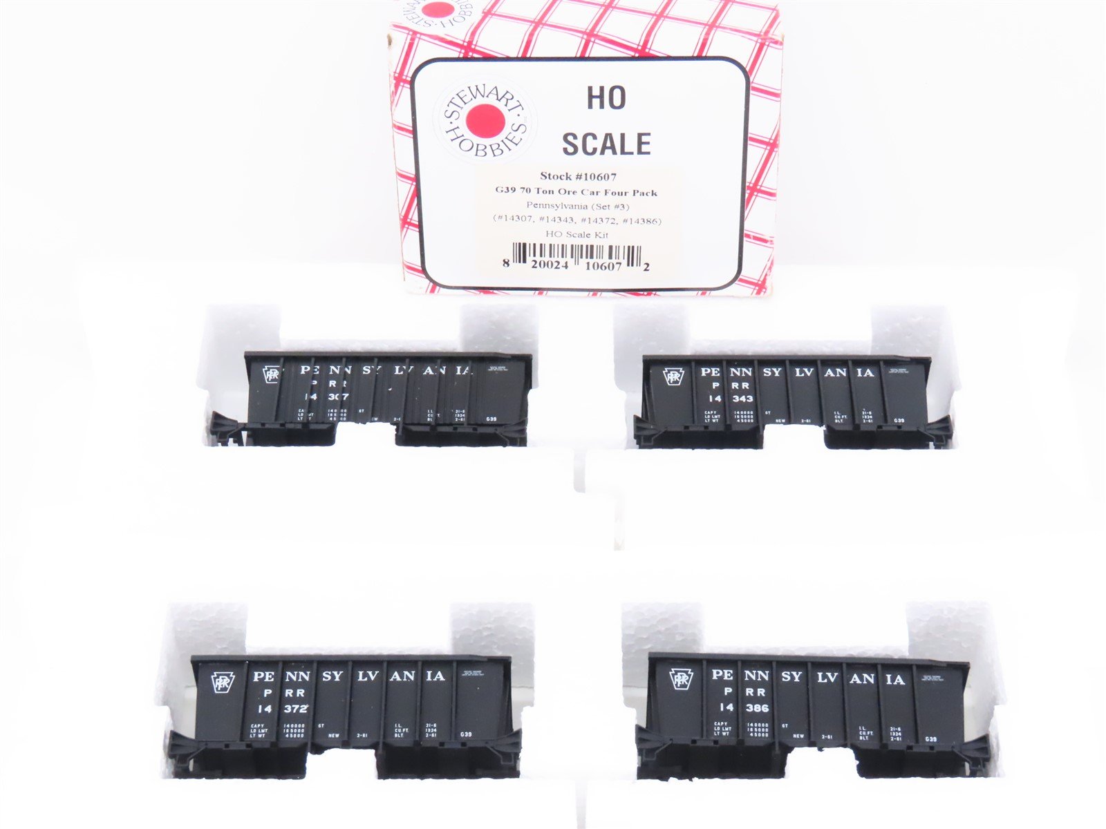 HO Scale Stewart Kit #10607 PRR Pennsylvania Railroad Ore Car 4-Pack