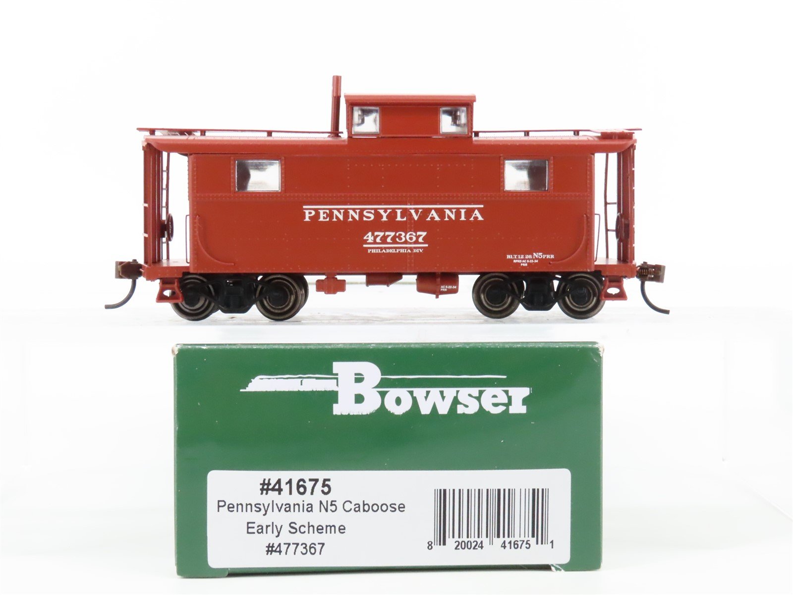 HO Bowser #41675 PRR Pennsylvania N5 Caboose Early Scheme Philadelphia #477367