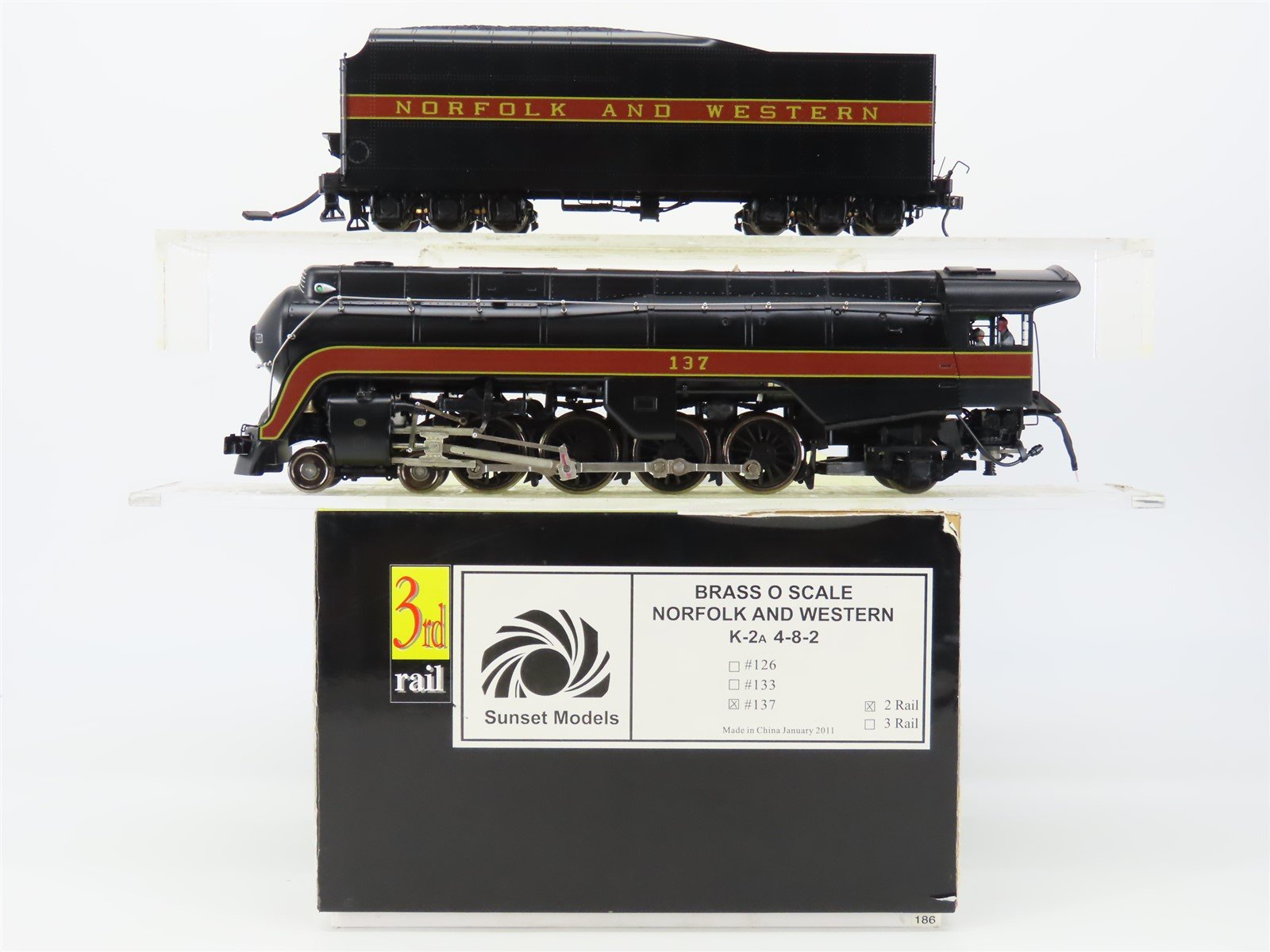 O Scale 2-Rail Sunset Models 137 N&W Railway 4-8-2 Steam Loco #137 BRASS