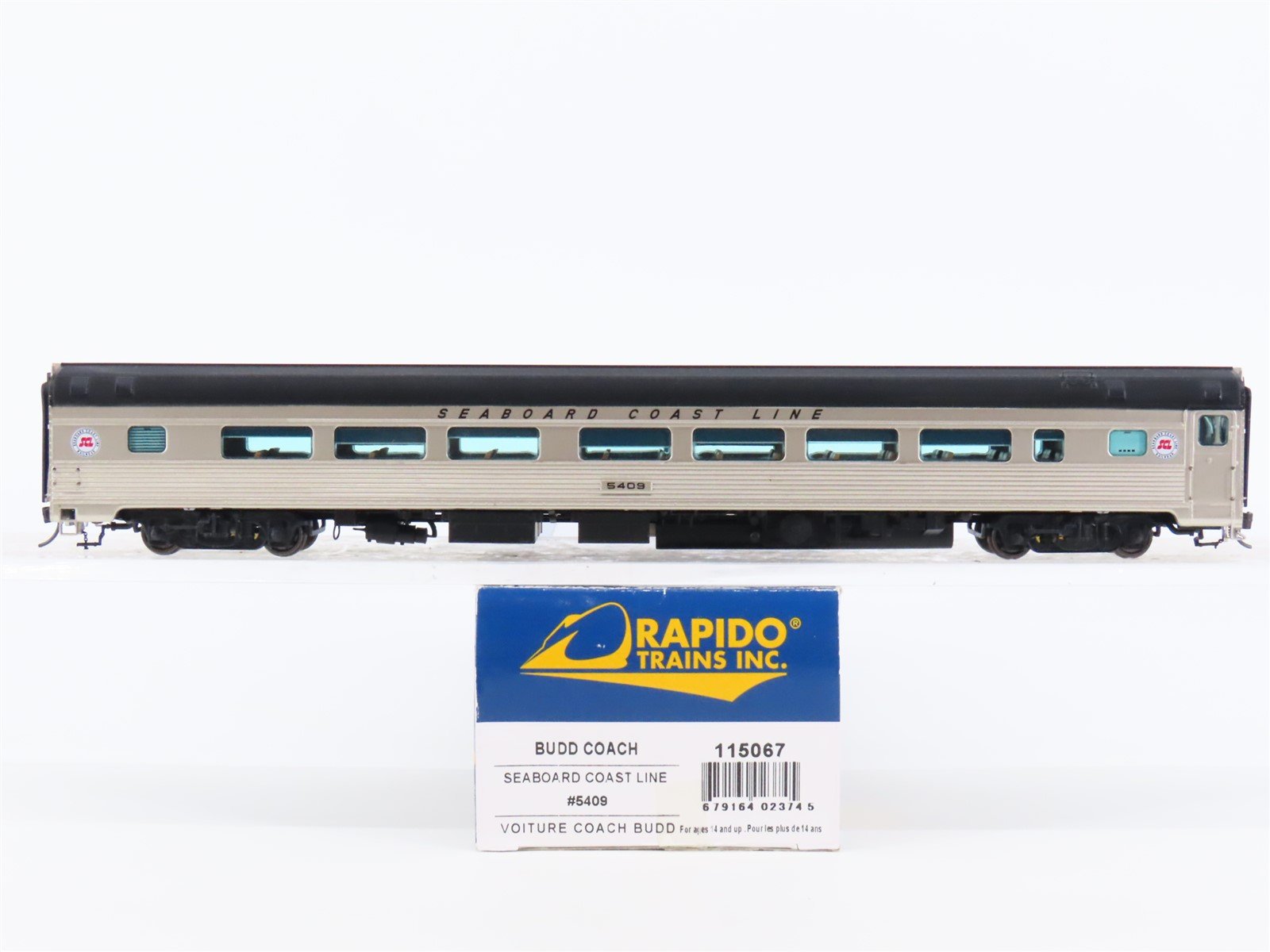 HO Scale Rapido 115067 SCL Seaboard Coast Line Budd Coach Passenger Car #5409