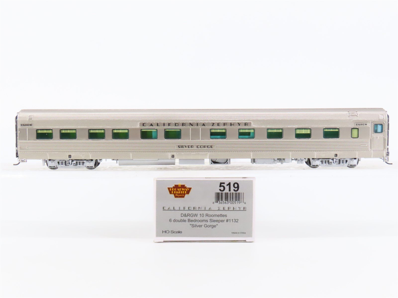 HO Scale Broadway Limited BLI 519 D&RGW California Zephyr Sleeper Passenger Car