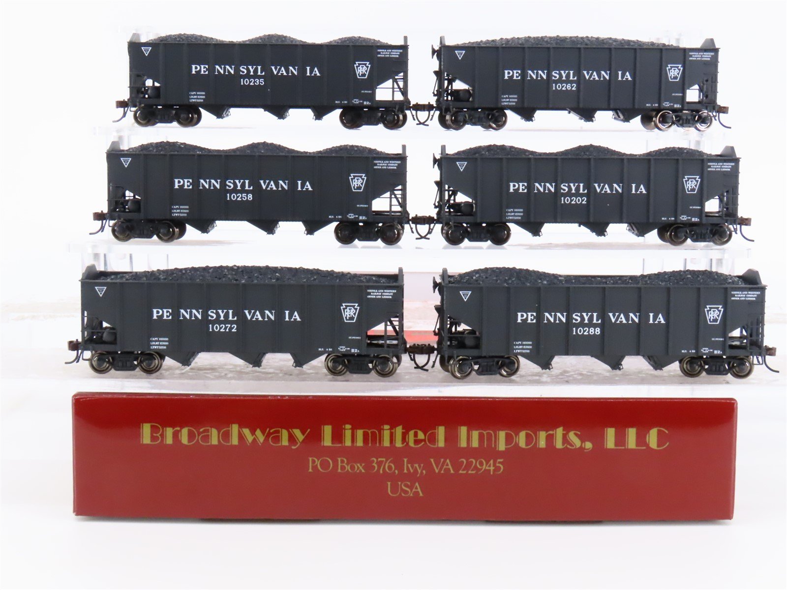 HO Scale Broadway Limited BLI 809 PRR Pennsylvania 3-Bay Open Coal Hopper 6-Pack