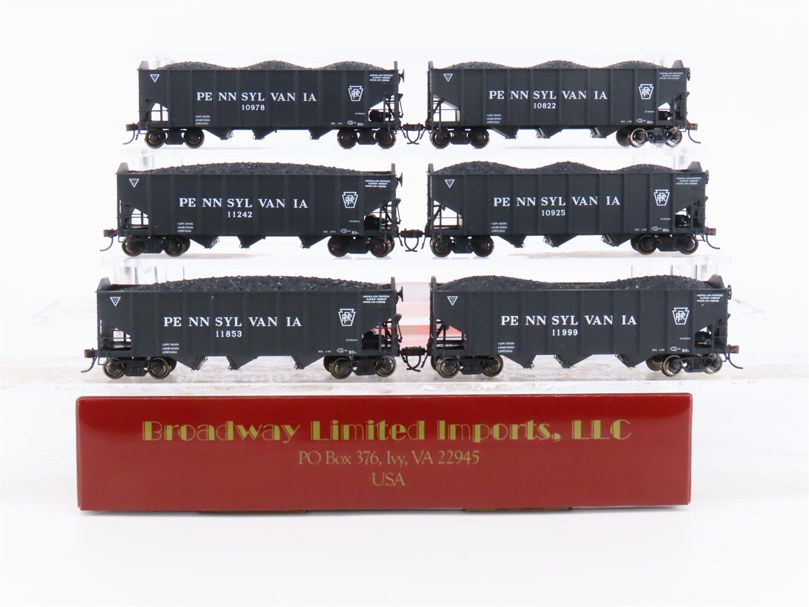 HO Scale Broadway Limited BLI 811 PRR Pennsylvania 3-Bay Open Coal Hopper 6-Pack