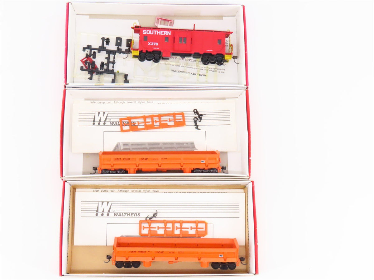 Lot of 3 HO Scale Walthers Southern/CSXT Caboose &amp; Dump Ballast Cars