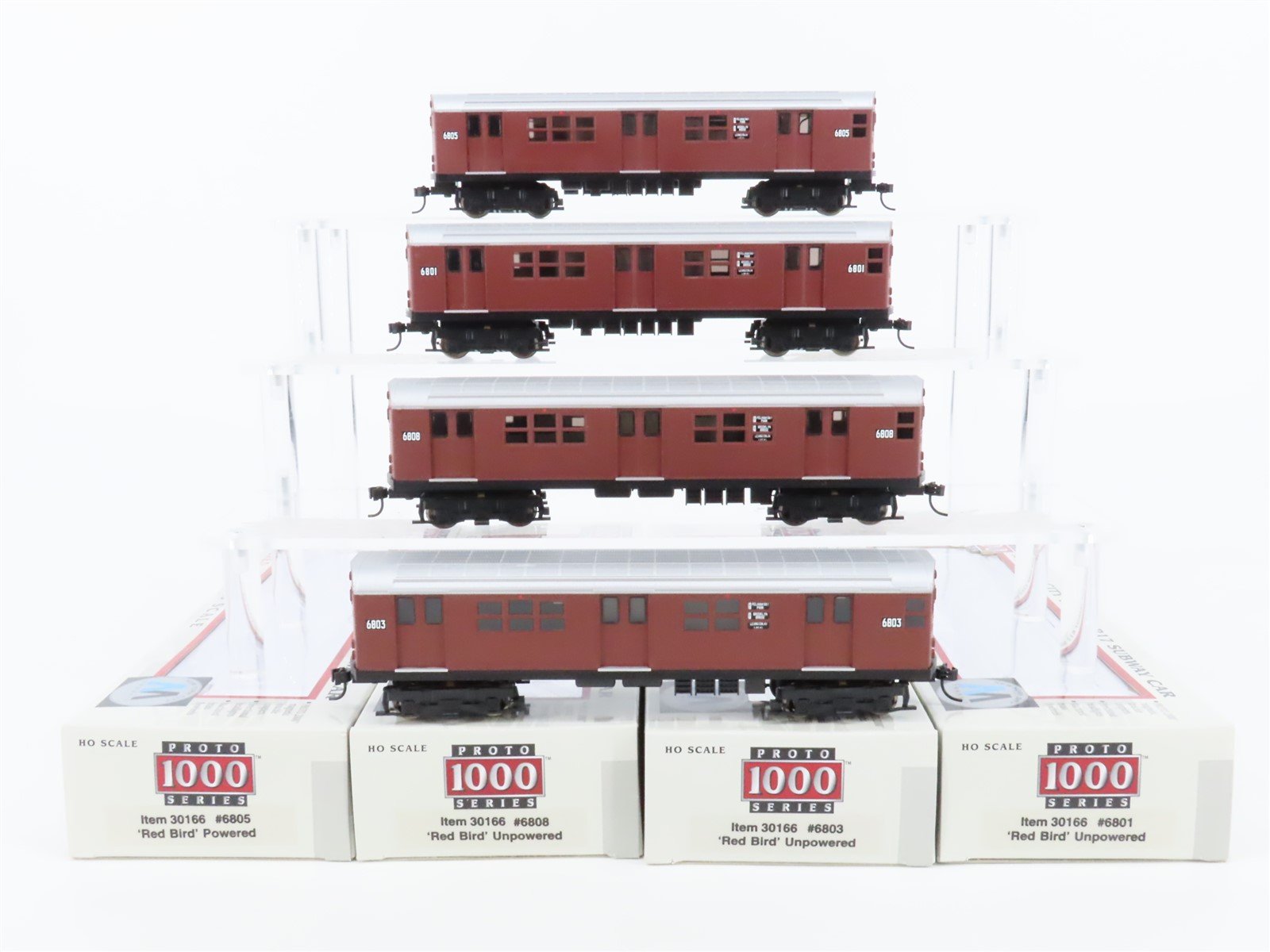 HO Proto 1000 30166 New York City Transit "Red Bird" R17 Subway Car 4-Unit Set