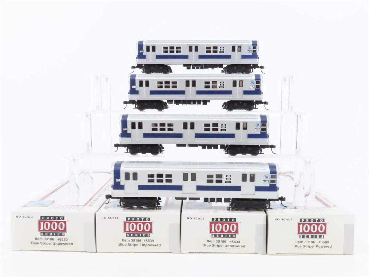 HO Proto 1000 30186 New York City Transit &quot;Blue Stripe&quot; R17 Subway 4-Car Set