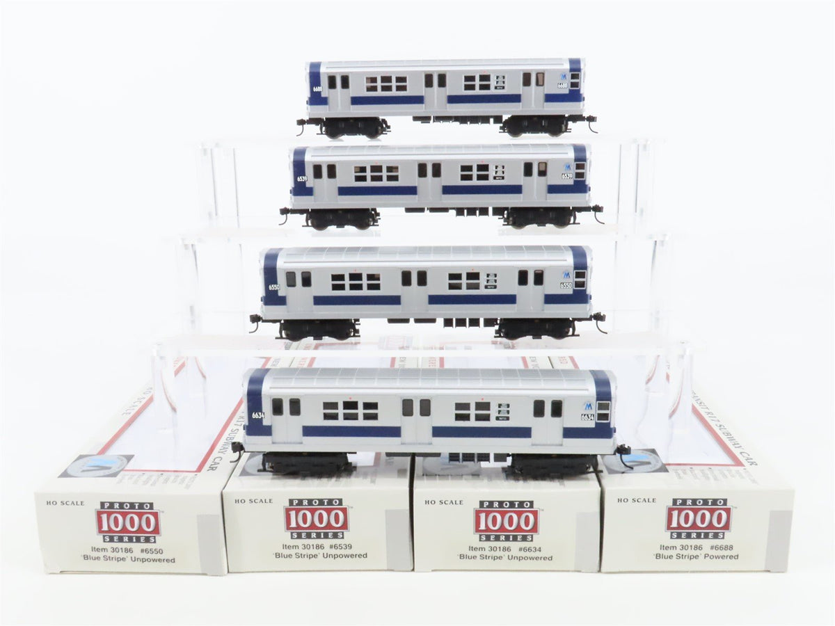 HO Proto 1000 30186 New York City Transit &quot;Blue Stripe&quot; R17 Subway 4-Car Set