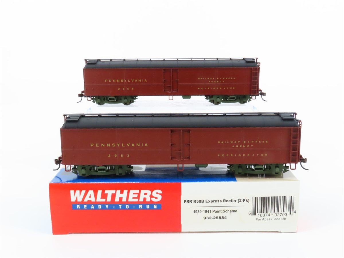 HO Walthers #932-25884 PRR Pennsylvania R50B Express Reefer 2-Pack #2953 &amp; #2868