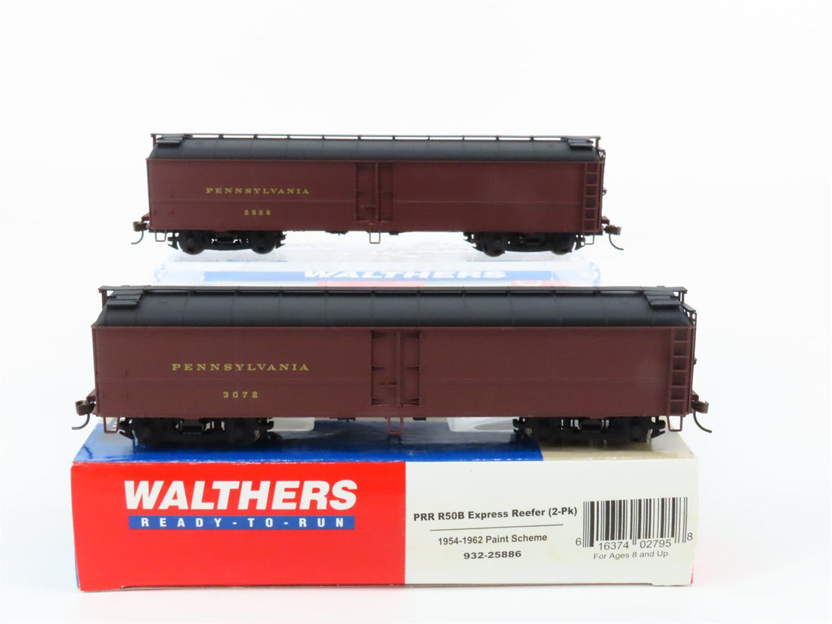 HO Walthers #932-25886 PRR Pennsylvania R50B Express Reefer 2-Pack #2626 &amp; #3072