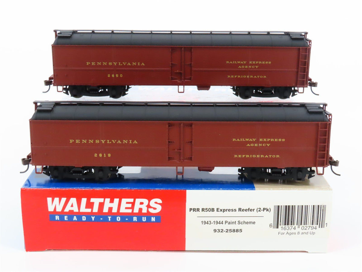 HO Walthers #932-25885 PRR Pennsylvania R50B Express Reefer 2-Pack #2650 &amp; #2819