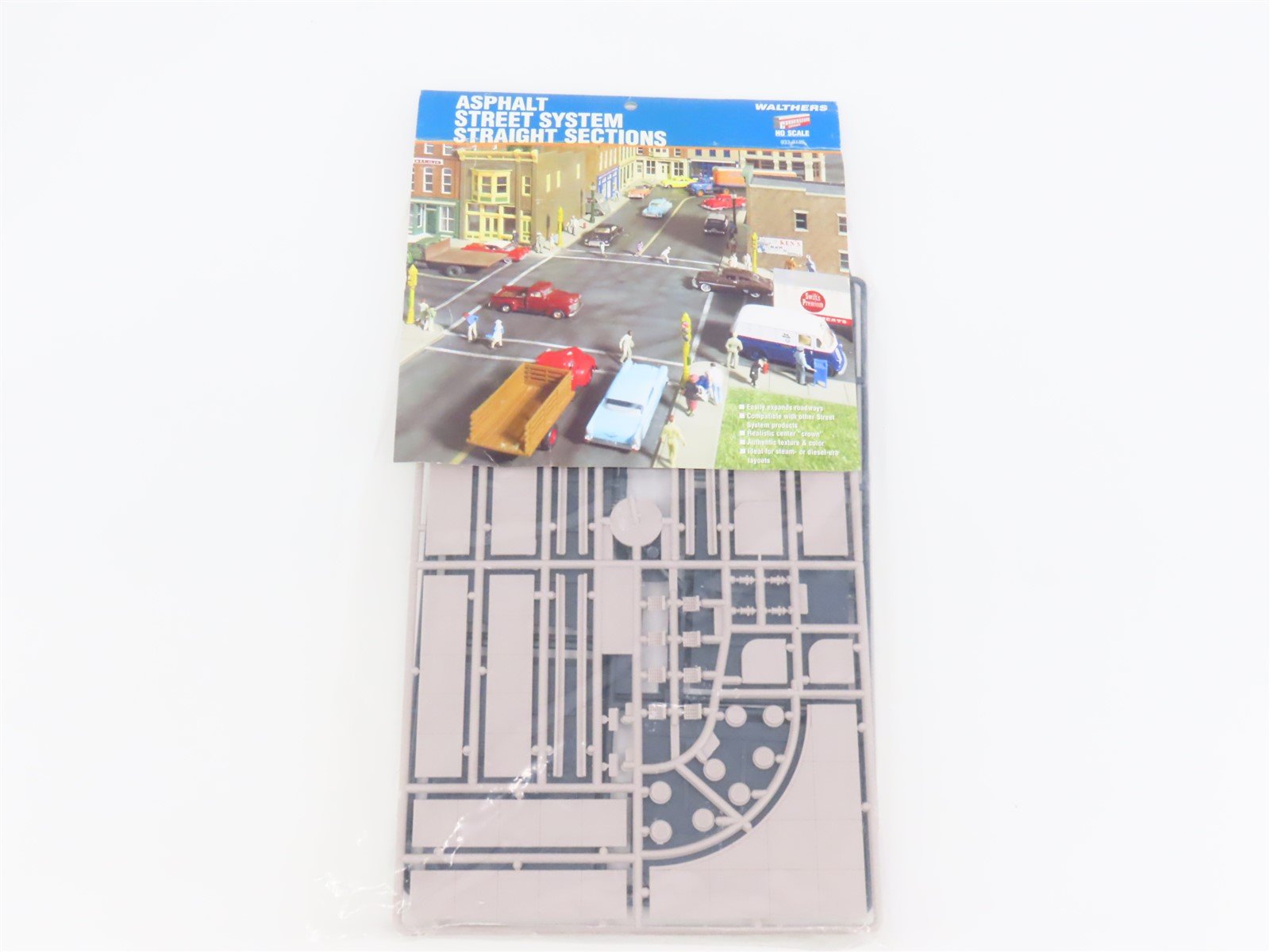 HO Walthers Cornerstone Kit #933-3195 Asphalt Street - Straight Sections Add-On