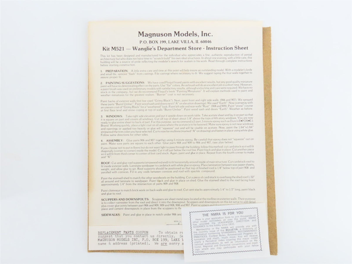 HO Scale Magnuson Models Kit #M521 Wanglie&#39;s Dept. Store