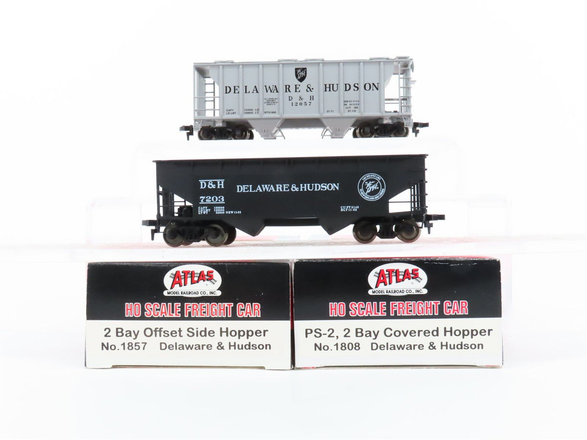 LOT of 2 HO Scale Atlas 1857/1808 D&amp;H Delaware &amp; Hudson 2-Bay Hopper Cars