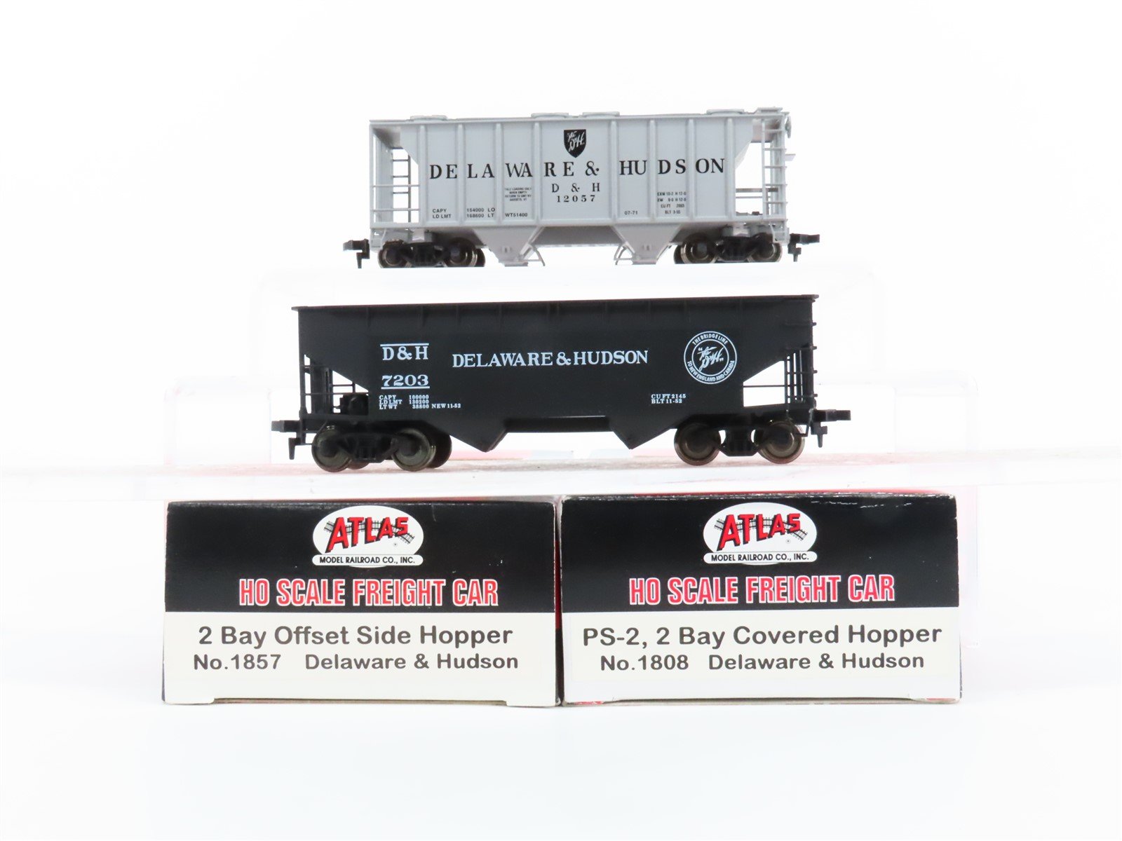 LOT of 2 HO Scale Atlas 1857/1808 D&H Delaware & Hudson 2-Bay Hopper Cars