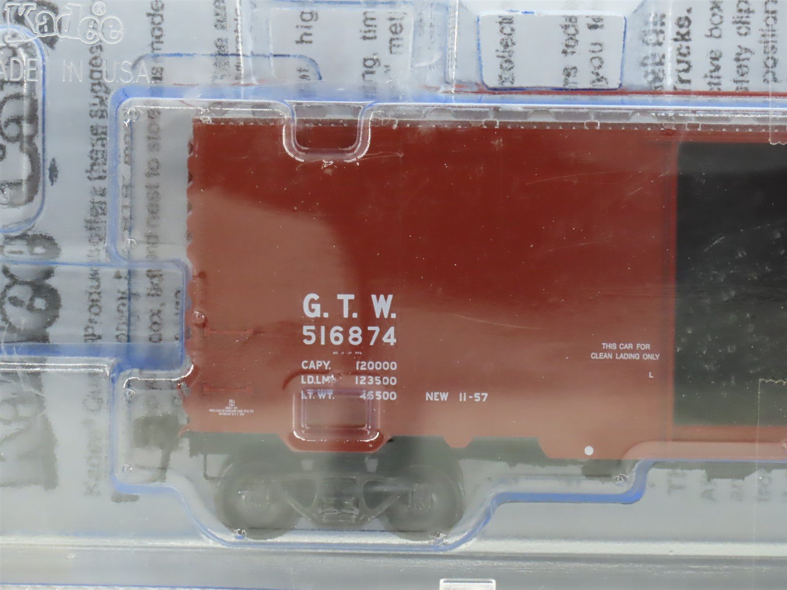 HO Kadee 5268 GTW Grand Trunk Western 40' Single Door Box Car #516874 -Sealed