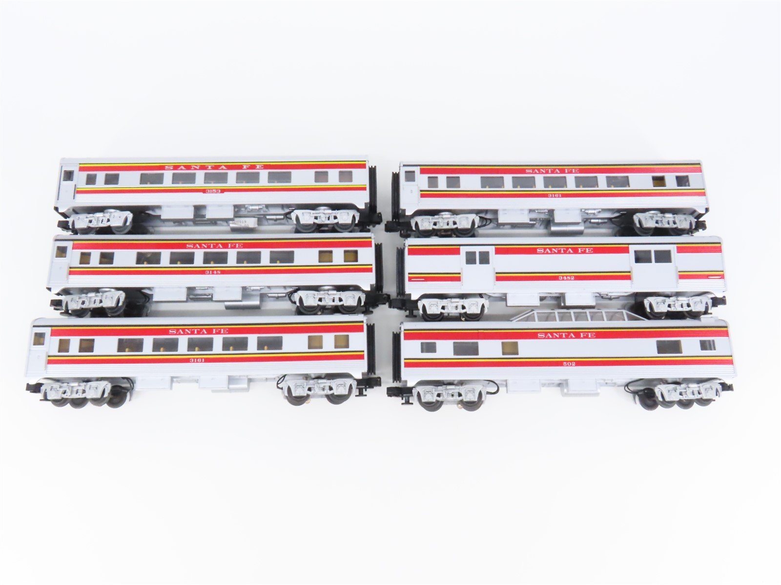 LOT of 6 Gauge 3-Rail MTH ATSF Santa Fe Coach, Dome, Baggage Passenger Cars