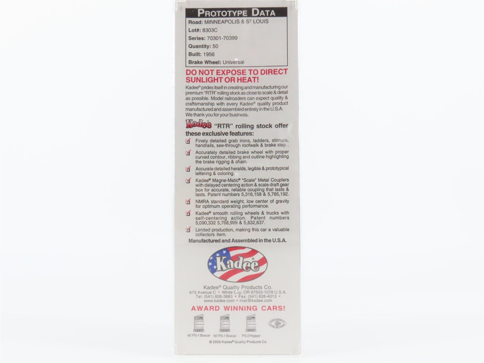 HO Scale Kadee 8319 M&STL Minneapolis & St Louis 2-Bay Hopper #70377 - Sealed