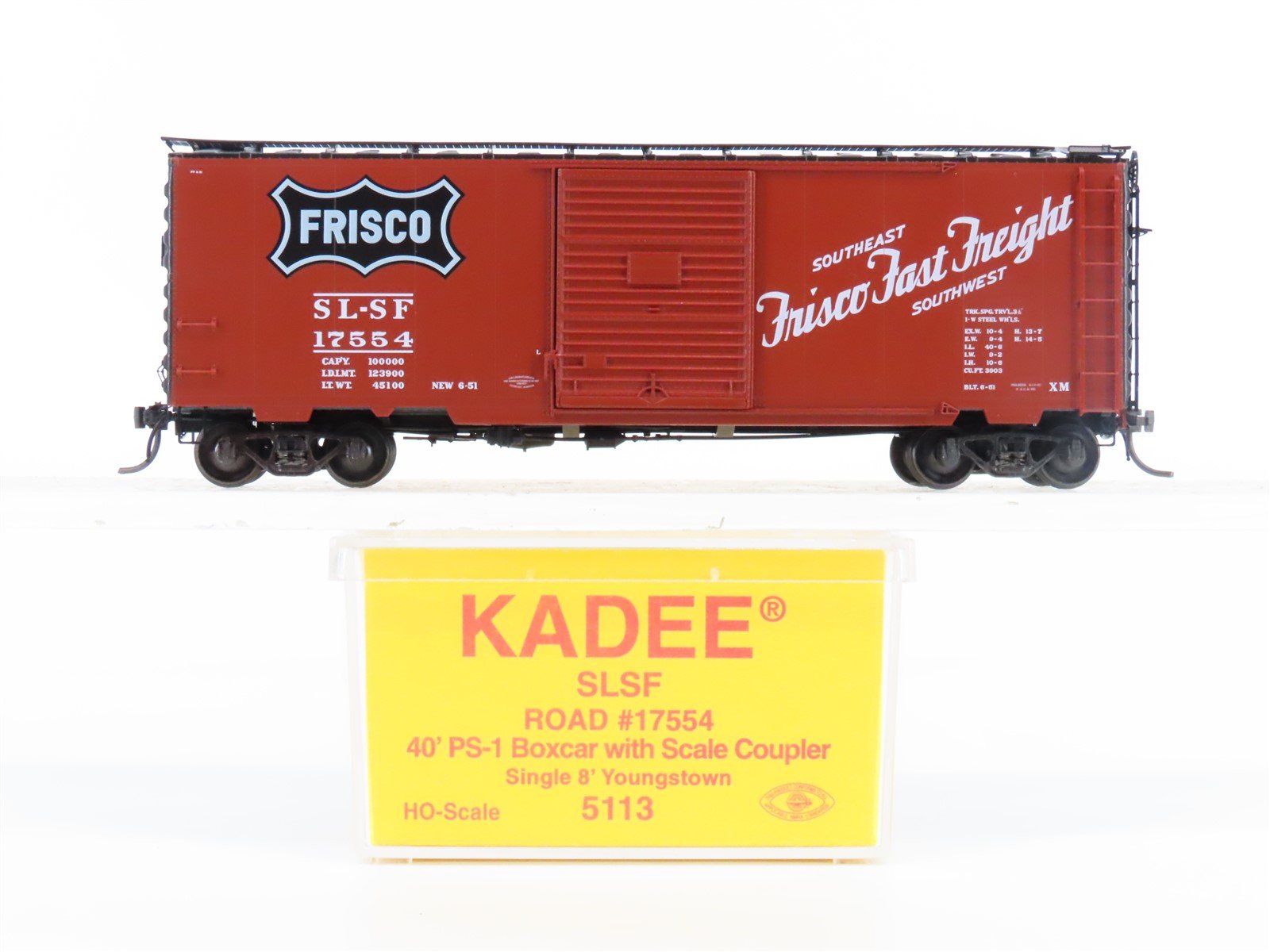 HO Scale Kadee 5113 SL-SF Frisco Railroad Single Door 40' Box Car #17554